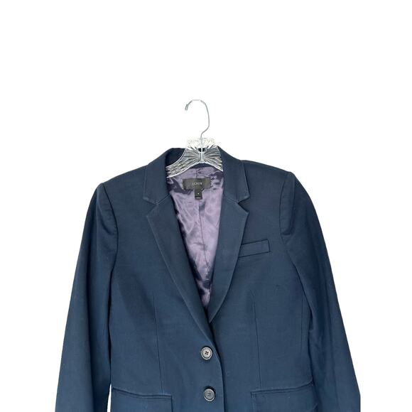 J.Crew Blazer‎ Women's Navy Blue Bi-Stretch Cotton Blend Preppy Academia Size 4 - Picture 5 of 12